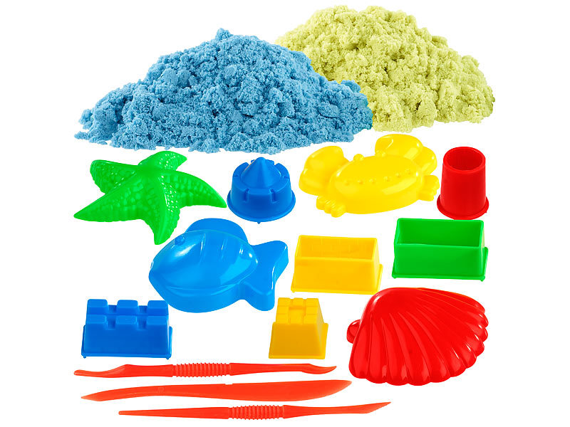 Playtastic 2er-Set kinetischer Sand, je 300 g, bunt, Versandrückläufer