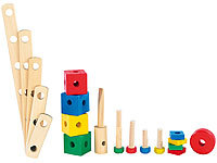 Playtastic 76-teiliger Kinder Baukasten mit Bauelementen aus Echtholz; Baukästen 