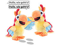 Playtastic 2er-Set sprechende Plüsch-Papageien mit Mikrofon, sprechen nach, 22 cm