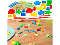 Playtastic 4er-Set kinetischer Sand, je 300 g, bunt, mit Sand-Formen und Werkzeug