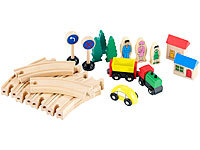 Playtastic Kleines Holz-Eisenbahn-Set mit 25 Teilen