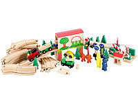 Playtastic Großes Holz-Eisenbahn-Set mit 60 Teilen; Kleinkindspielzeuge 