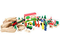 Playtastic Großes Holz-Eisenbahn-Set mit 60 Teilen