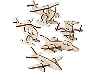 Playtastic 5er-Set 3D-Bausätze Mini-Flugmaschinen aus Holz, 33-teilig