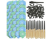 Playtastic 12er-Set Messing-Dartpfeile mit Kunststoff-Spitze, 50 Flügel, 100 Tips