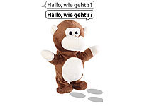 Playtastic Sprechender Plüsch-Affe mit Mikrofon, spricht nach und läuft, 22 cm
